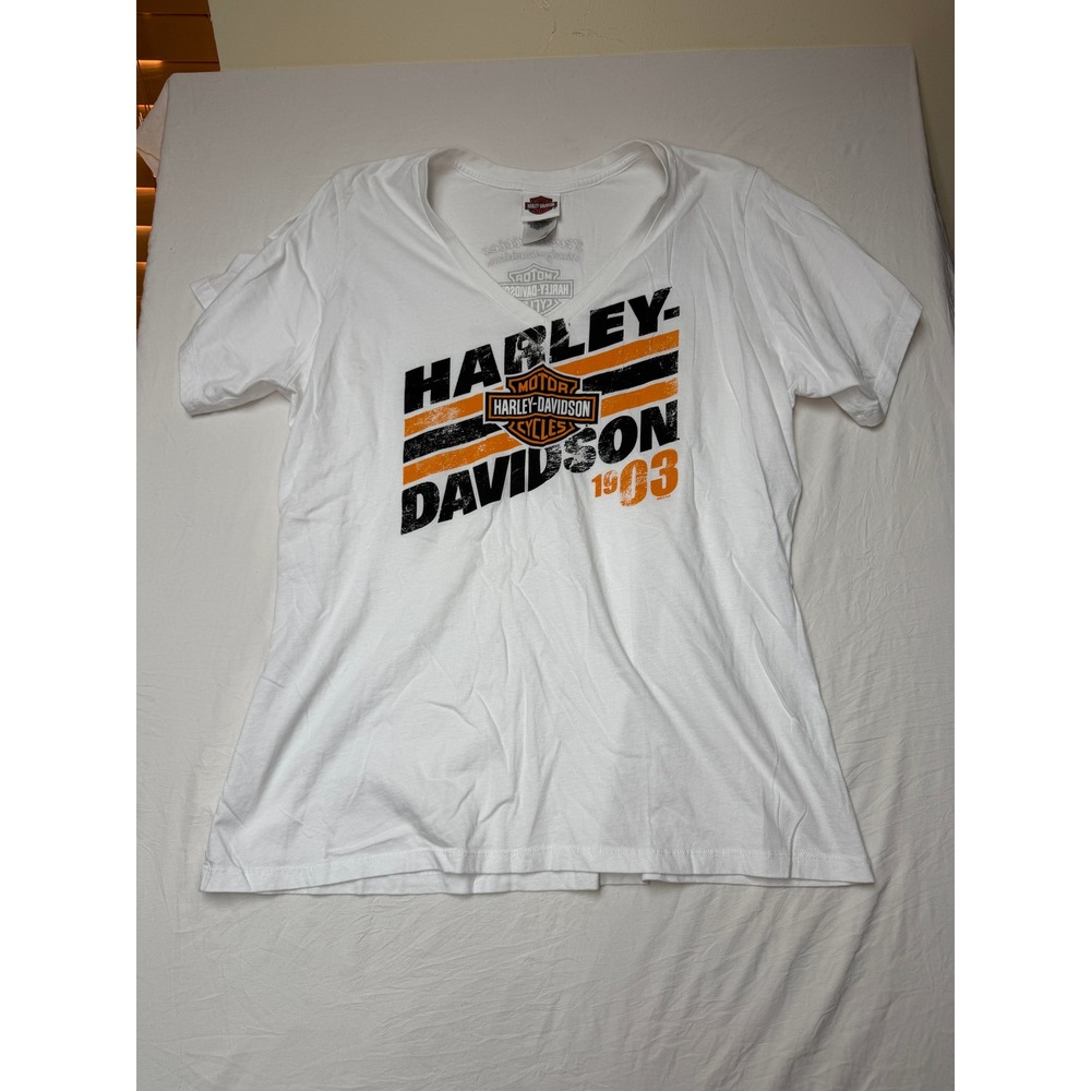 Harley-Davidson Twin Cities Minneapolis V-Neck Graphic T-Shirt White 1X